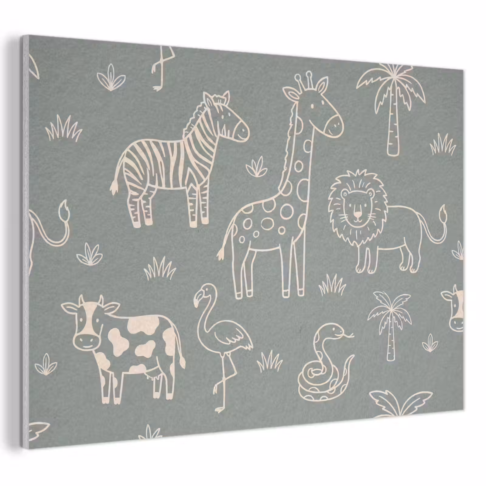 Acoustic Panel - Animals - Safari - Pattern - Illustration - Green — 1