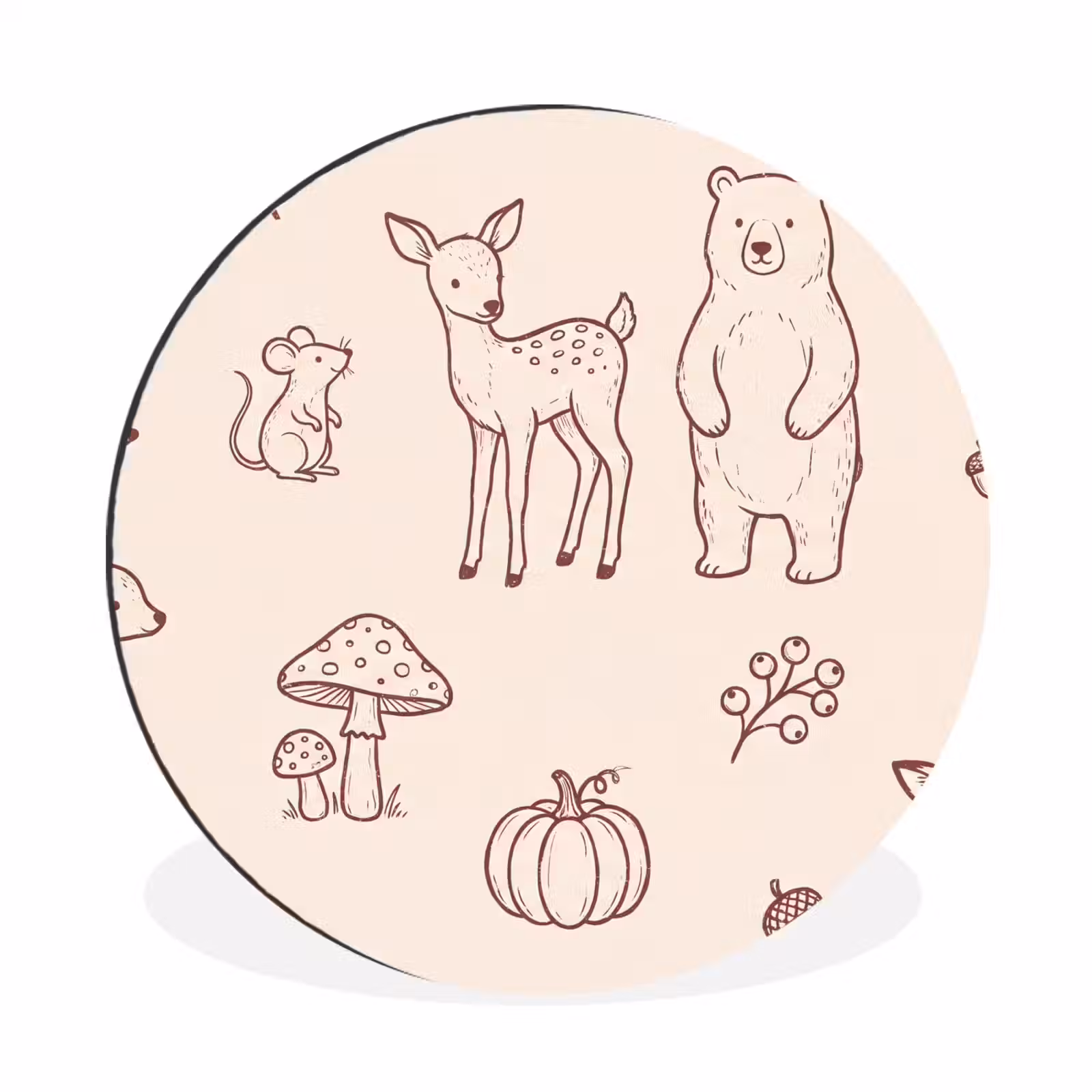Wall circle - Aluminum - Animals - Forest - Nature - Sketch - Pattern — 1