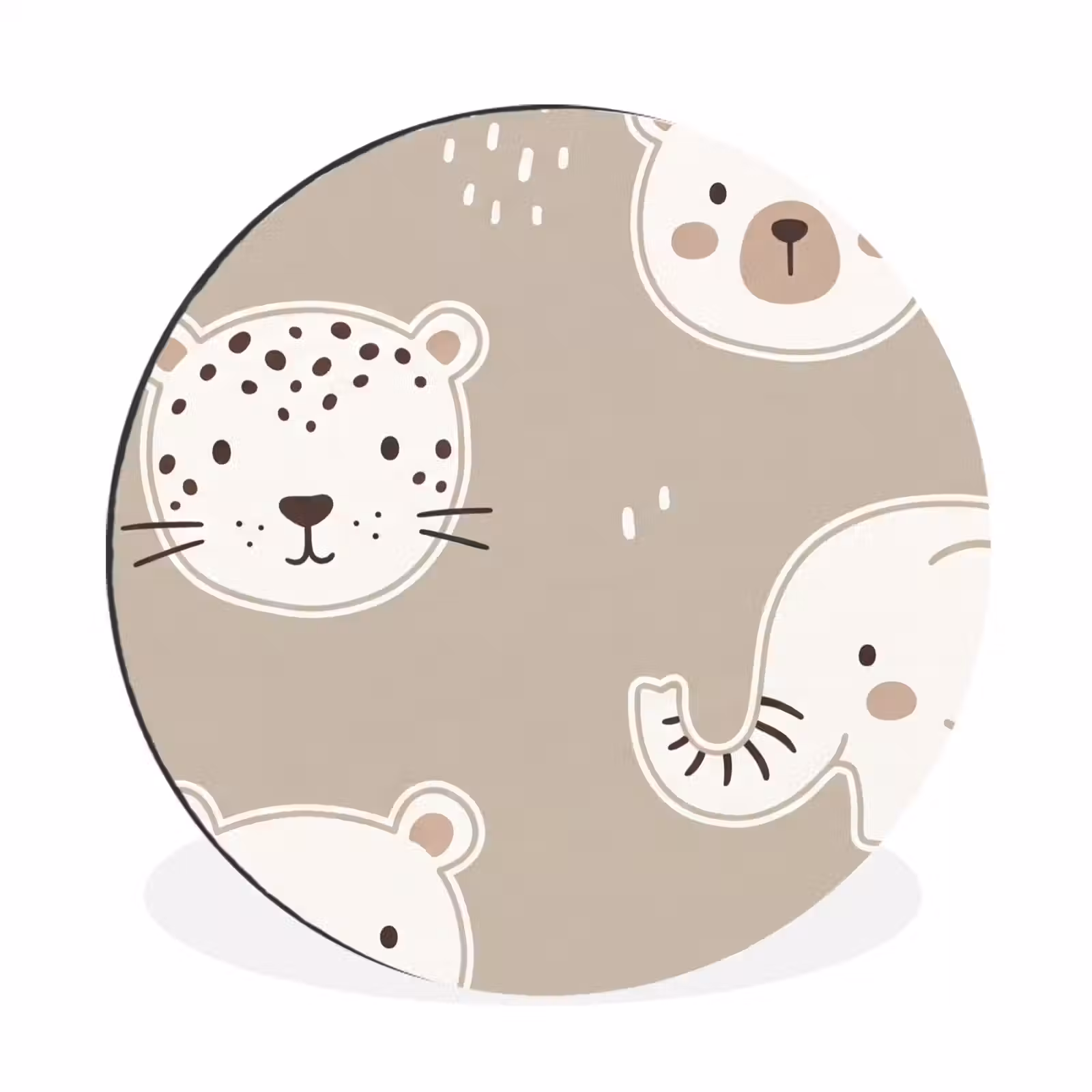 Wall circle - Aluminum - Animals - Pattern - Illustration - Modern - Beige — 1