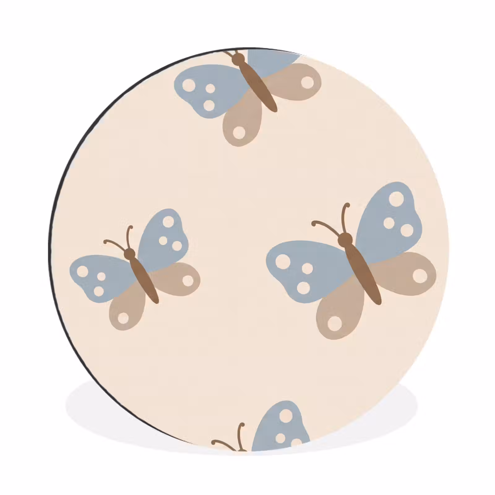 Wall circle - Aluminum - Insect - Butterfly Pattern - Abstract - Blue - Beige — 1