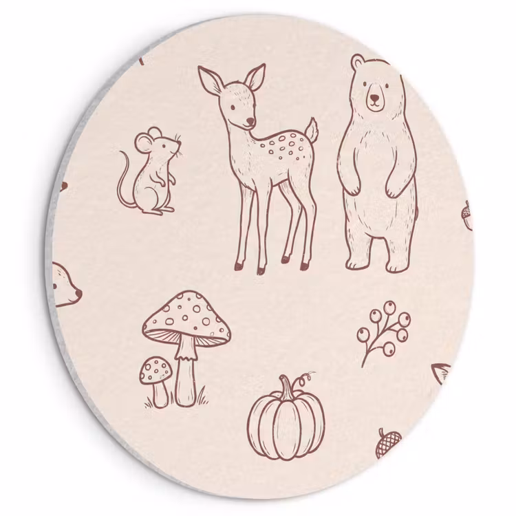 Acoustic painting round - Animals - Forest - Nature - Sketch - Pattern — 1