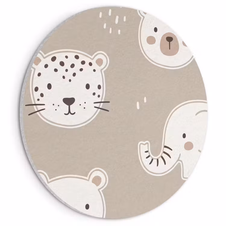 Acoustic painting round - Animals - Pattern - Illustration - Modern - Beige — 1