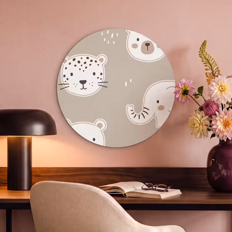 Acoustic painting round - Animals - Pattern - Illustration - Modern - Beige — 2