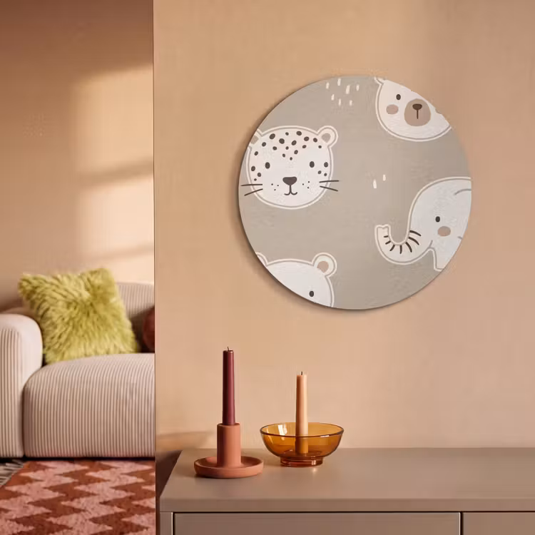 Acoustic painting round - Animals - Pattern - Illustration - Modern - Beige — 3
