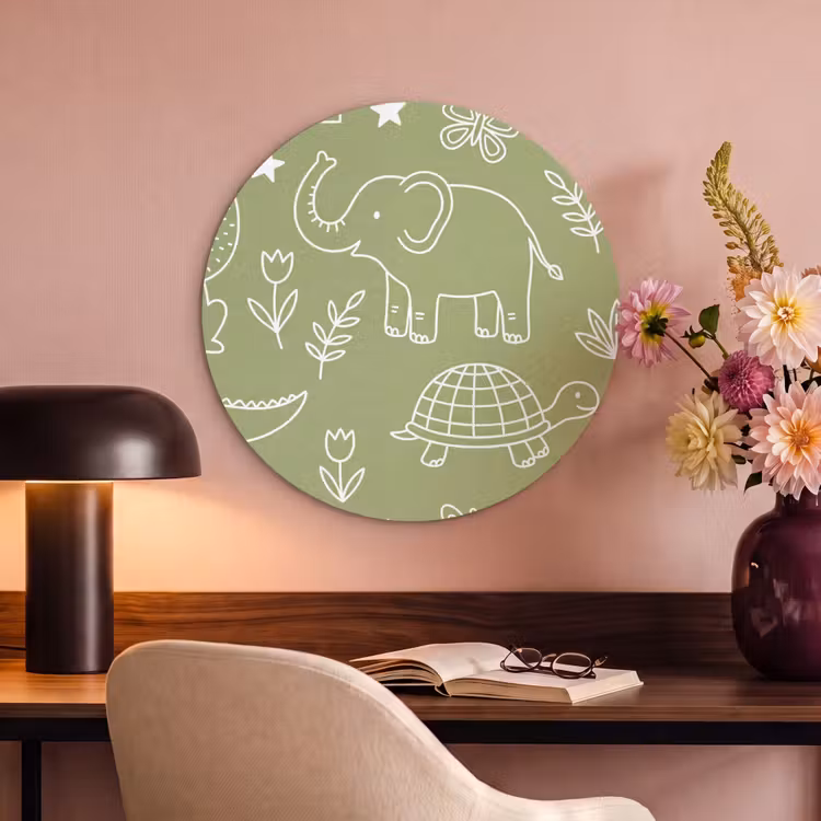 Acoustic painting round - Animals - Pattern - Illustration - Nature - Green — 2