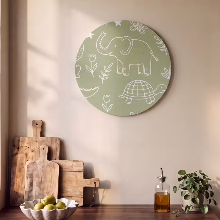 Acoustic painting round - Animals - Pattern - Illustration - Nature - Green — 4