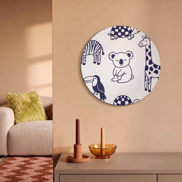 Acoustic painting round - Animals - Pattern - Kids' Room - Graphic - White and Blue — 3