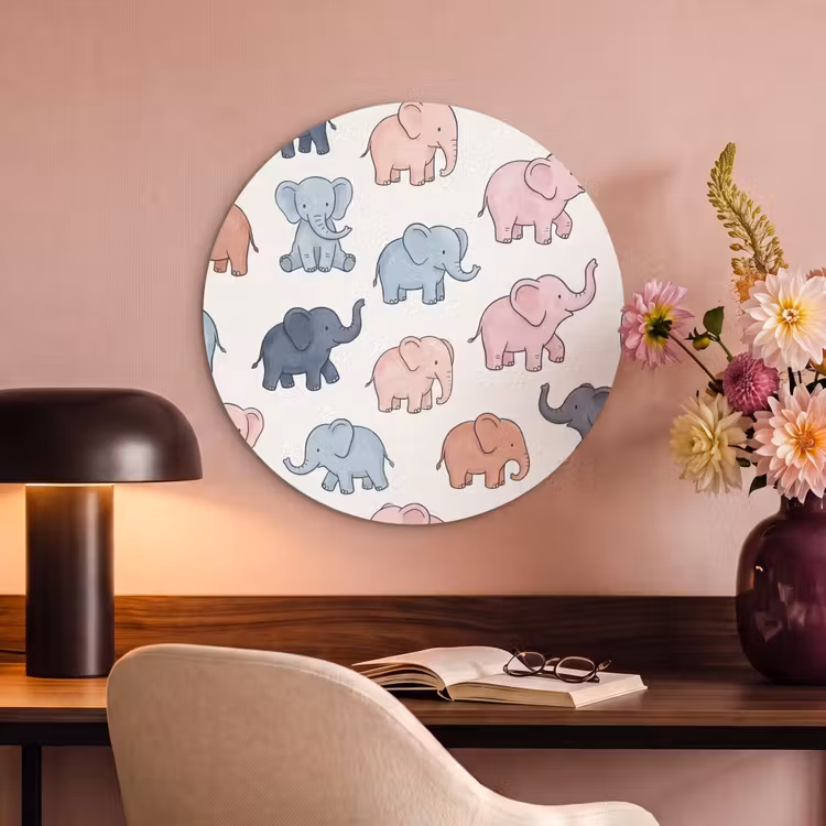 Acoustic painting round - Animals - Pattern - Kids' Room - Pastel - Playful — 2