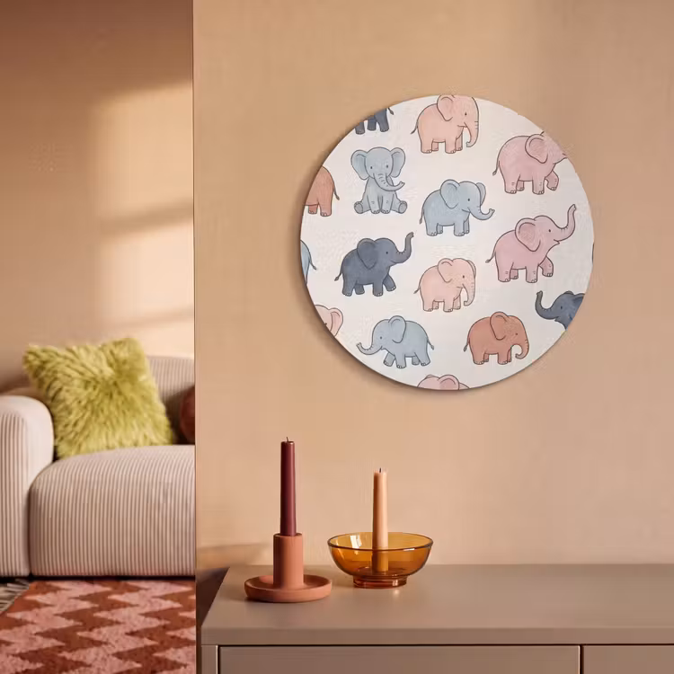 Acoustic painting round - Animals - Pattern - Kids' Room - Pastel - Playful — 3