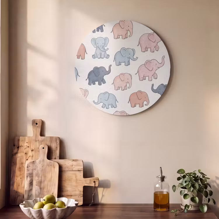 Acoustic painting round - Animals - Pattern - Kids' Room - Pastel - Playful — 4