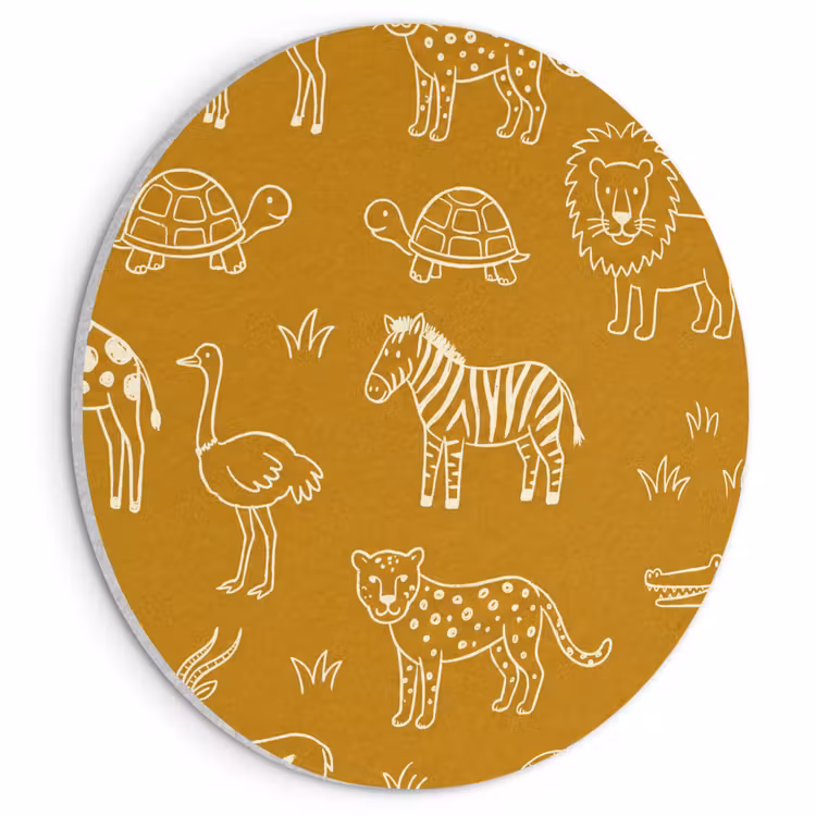 Acoustic painting round - Animals - Safari - Pattern - Childlike - Ochre — 1