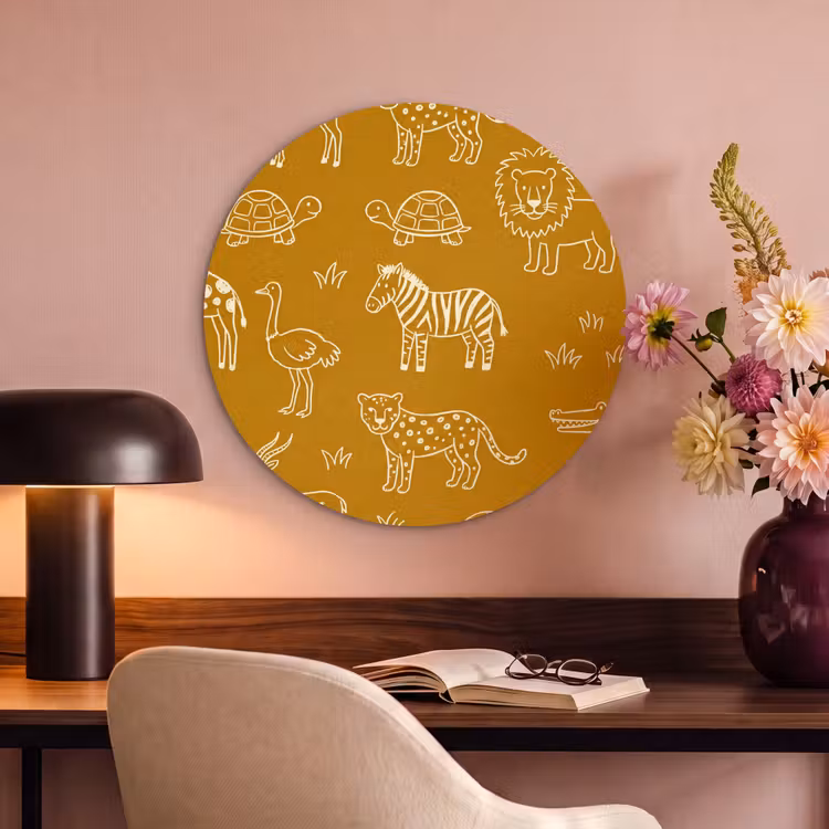 Acoustic painting round - Animals - Safari - Pattern - Childlike - Ochre — 2