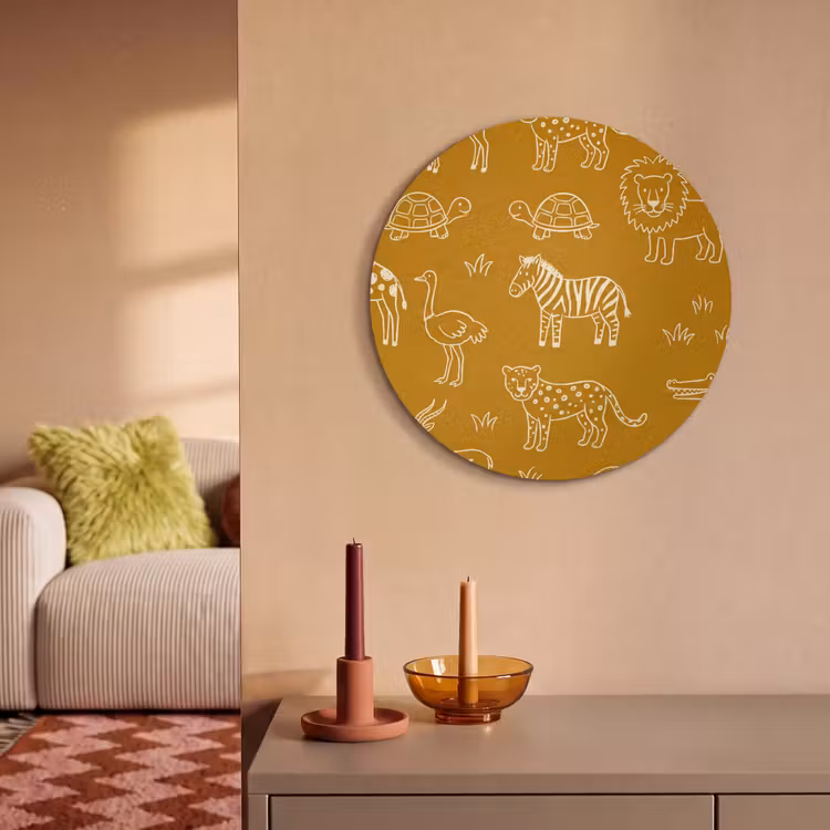 Acoustic painting round - Animals - Safari - Pattern - Childlike - Ochre — 3