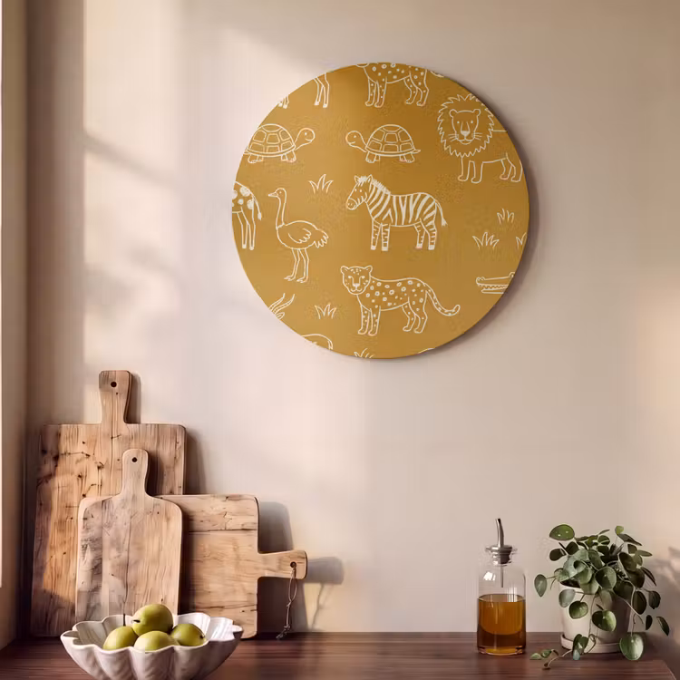 Acoustic painting round - Animals - Safari - Pattern - Childlike - Ochre — 4