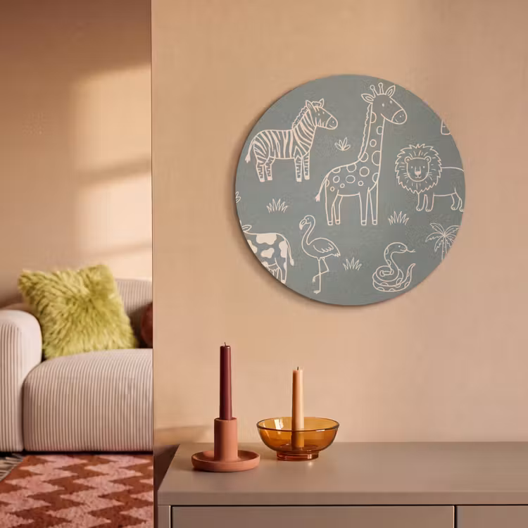 Acoustic painting round - Animals - Safari - Pattern - Illustration - Green — 3