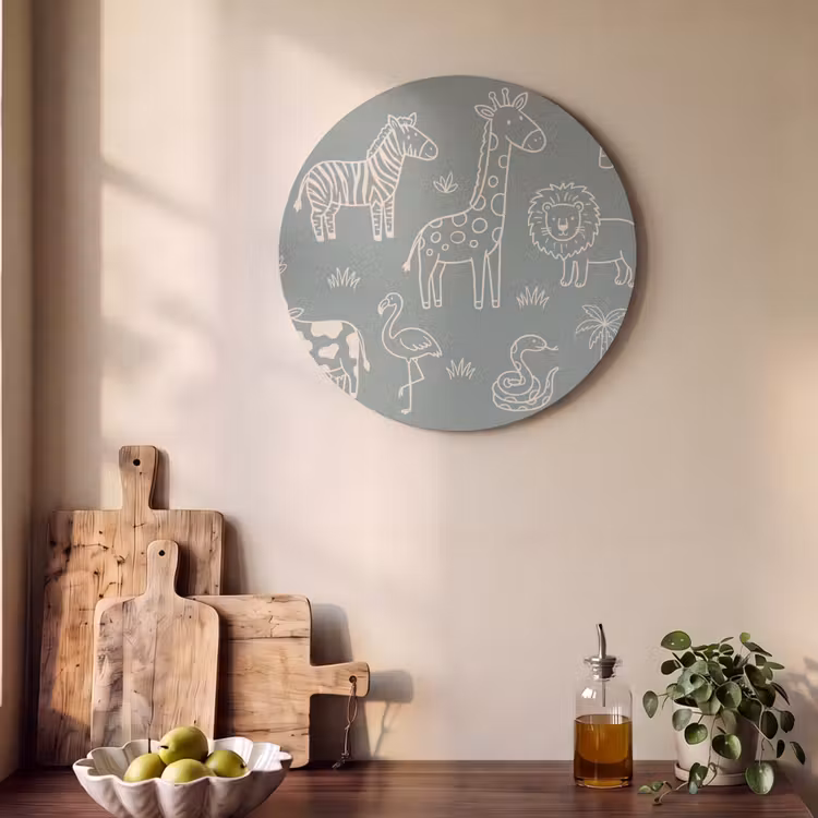 Acoustic painting round - Animals - Safari - Pattern - Illustration - Green — 4