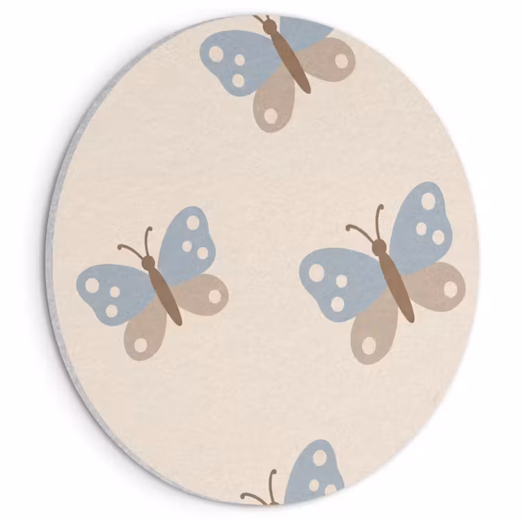 Acoustic painting round - Insect - Butterfly Pattern - Abstract - Blue - Beige — 1
