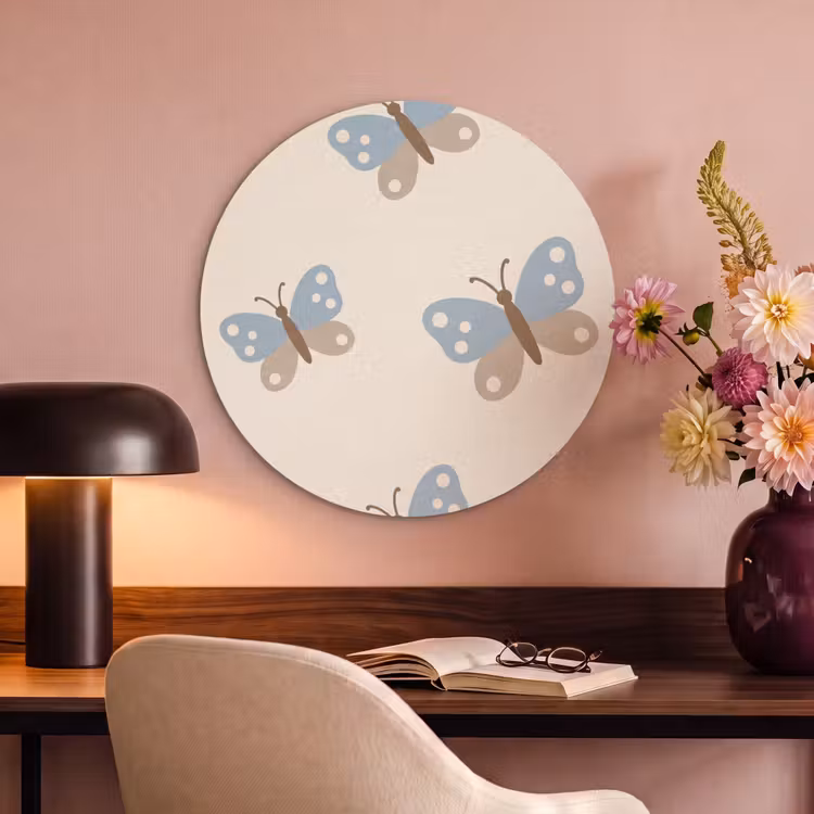 Acoustic painting round - Insect - Butterfly Pattern - Abstract - Blue - Beige — 2