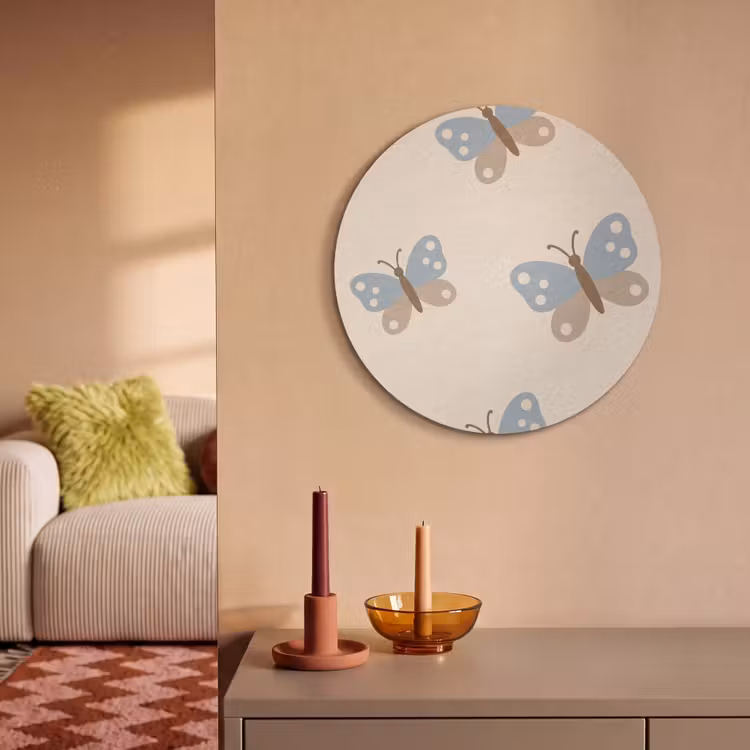Acoustic painting round - Insect - Butterfly Pattern - Abstract - Blue - Beige — 3