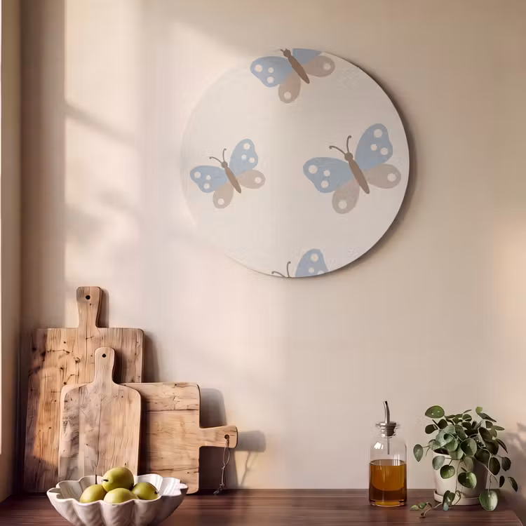 Acoustic painting round - Insect - Butterfly Pattern - Abstract - Blue - Beige — 4