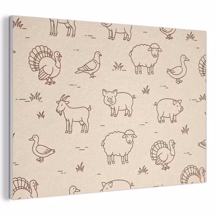 Acoustic Panel - Animals - Pattern - Farm - Minimalist - Beige — 1