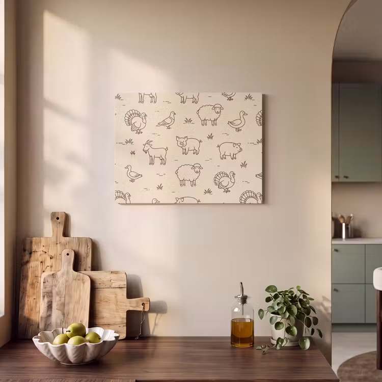 Acoustic Panel - Animals - Pattern - Farm - Minimalist - Beige — 3