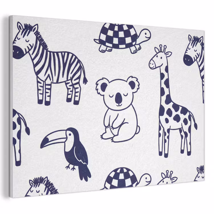 Acoustic Panel - Animals - Pattern - Kids' Room - Graphic - White and Blue — 1