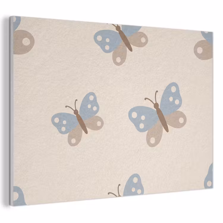 Acoustic Panel - Insect - Butterfly Pattern - Abstract - Blue - Beige — 1