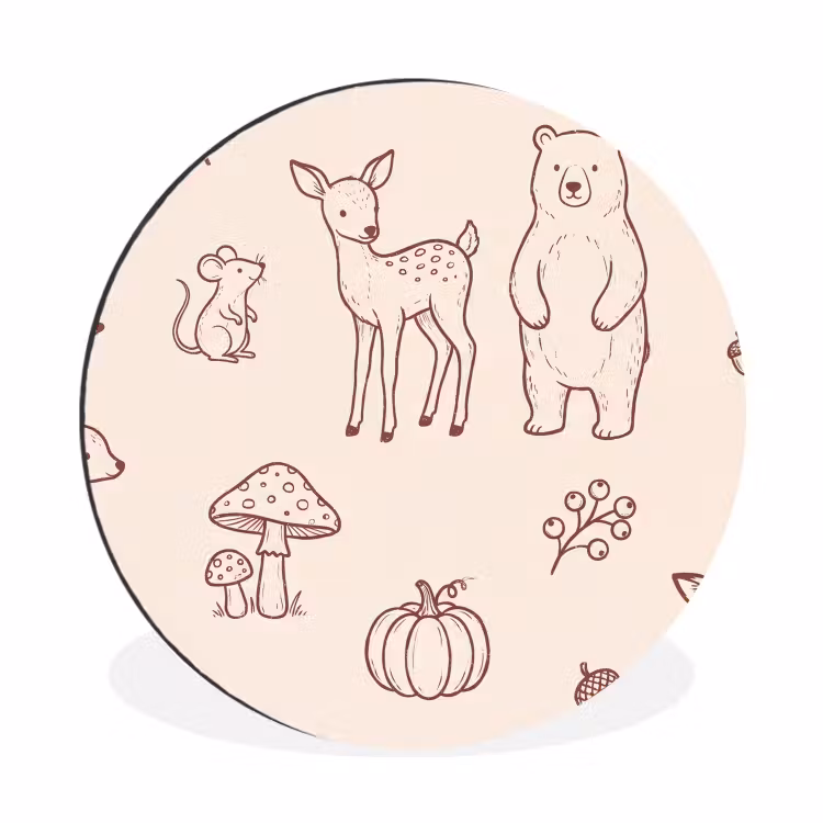 Wall circle - Aluminum - Animals - Forest - Nature - Sketch - Pattern — 1
