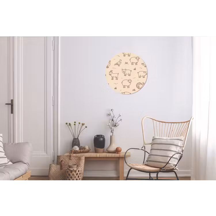 Wall circle - Aluminum - Animals - Pattern - Farm - Minimalist - Beige — 2