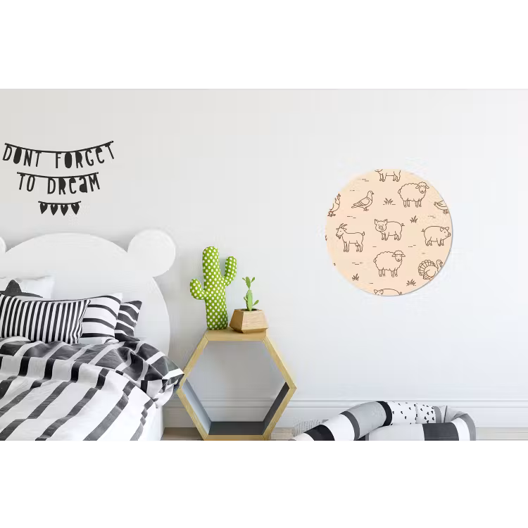 Wall circle - Aluminum - Animals - Pattern - Farm - Minimalist - Beige — 5