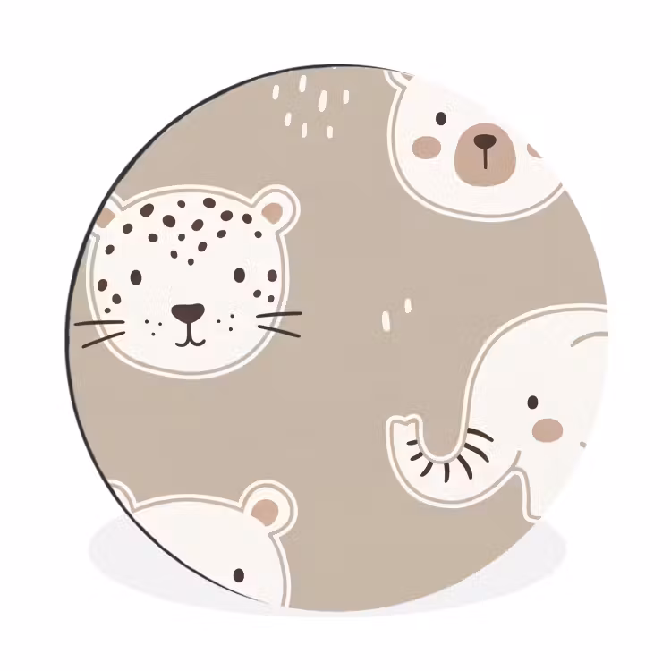 Wall circle - Aluminum - Animals - Pattern - Illustration - Modern - Beige — 1
