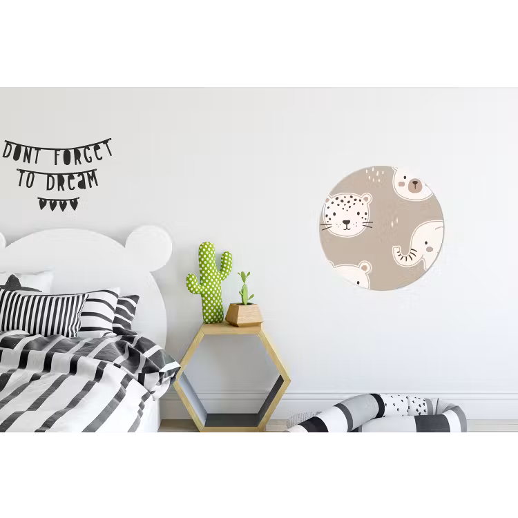Wall circle - Aluminum - Animals - Pattern - Illustration - Modern - Beige — 5