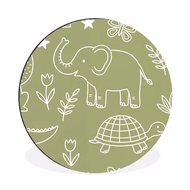 Wall circle - Aluminum - Animals - Pattern - Illustration - Nature - Green — 1