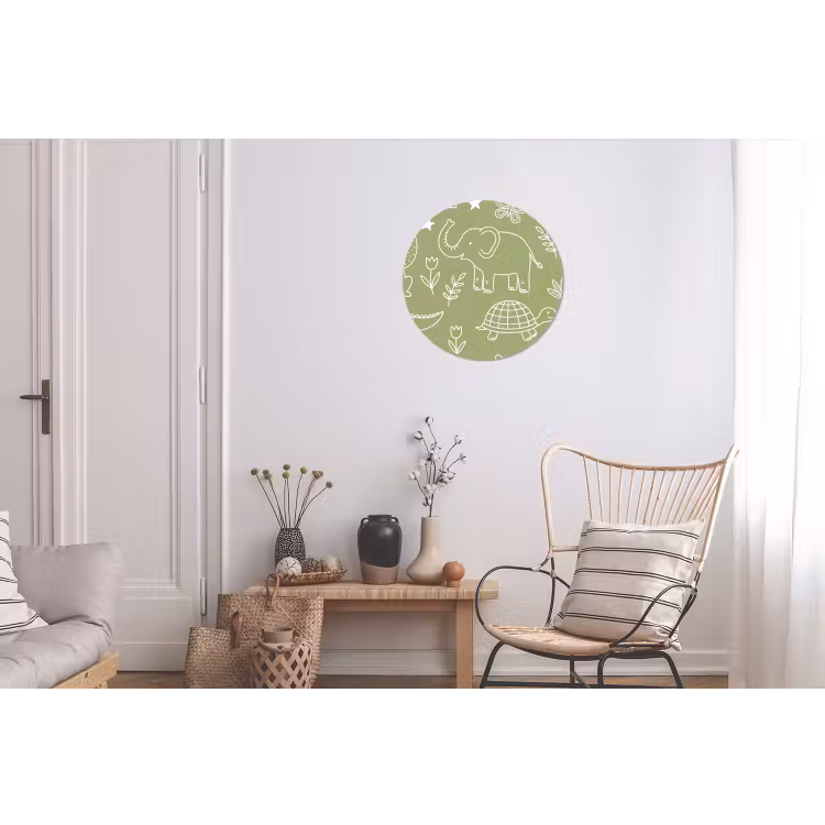 Wall circle - Aluminum - Animals - Pattern - Illustration - Nature - Green — 2