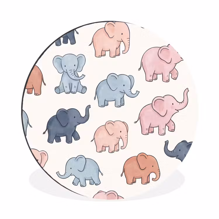 Wall circle - Aluminum - Animals - Pattern - Kids' Room - Pastel - Playful — 1