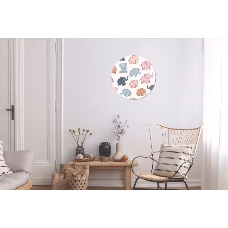 Wall circle - Aluminum - Animals - Pattern - Kids' Room - Pastel - Playful — 2
