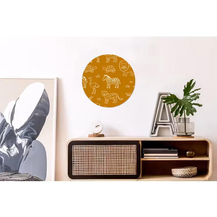Wall circle - Aluminum - Animals - Safari - Pattern - Childlike - Ochre — 3