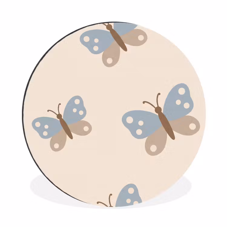 Wall circle - Aluminum - Insect - Butterfly Pattern - Abstract - Blue - Beige — 1