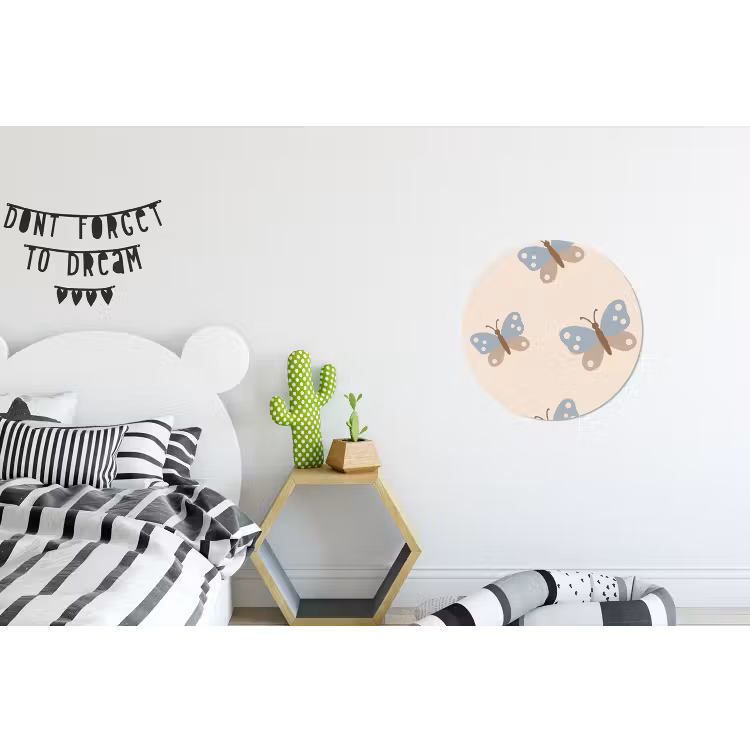 Wall circle - Aluminum - Insect - Butterfly Pattern - Abstract - Blue - Beige — 5