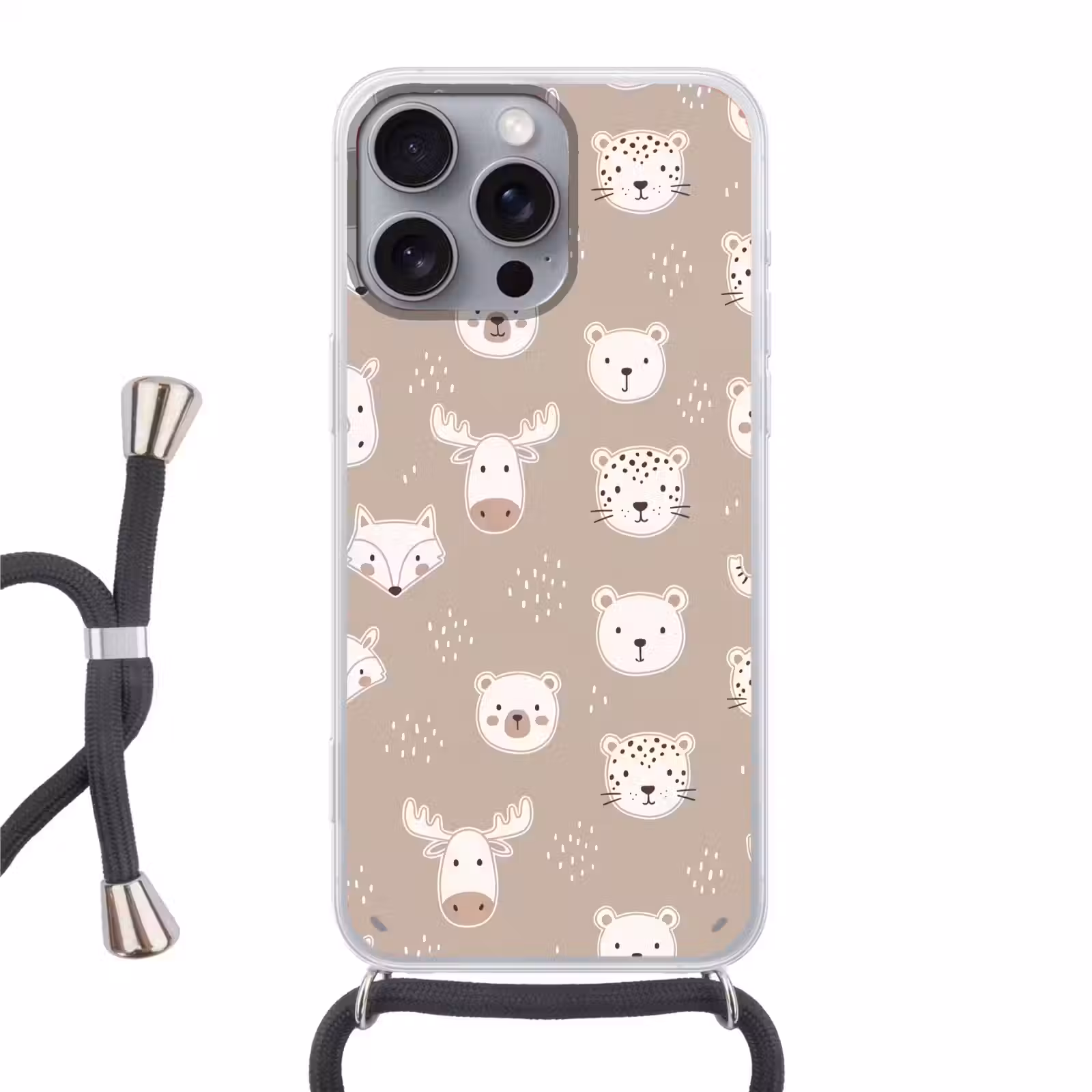 Phone case crossbody - Animals - Pattern - Illustration - Modern - Beige — 1