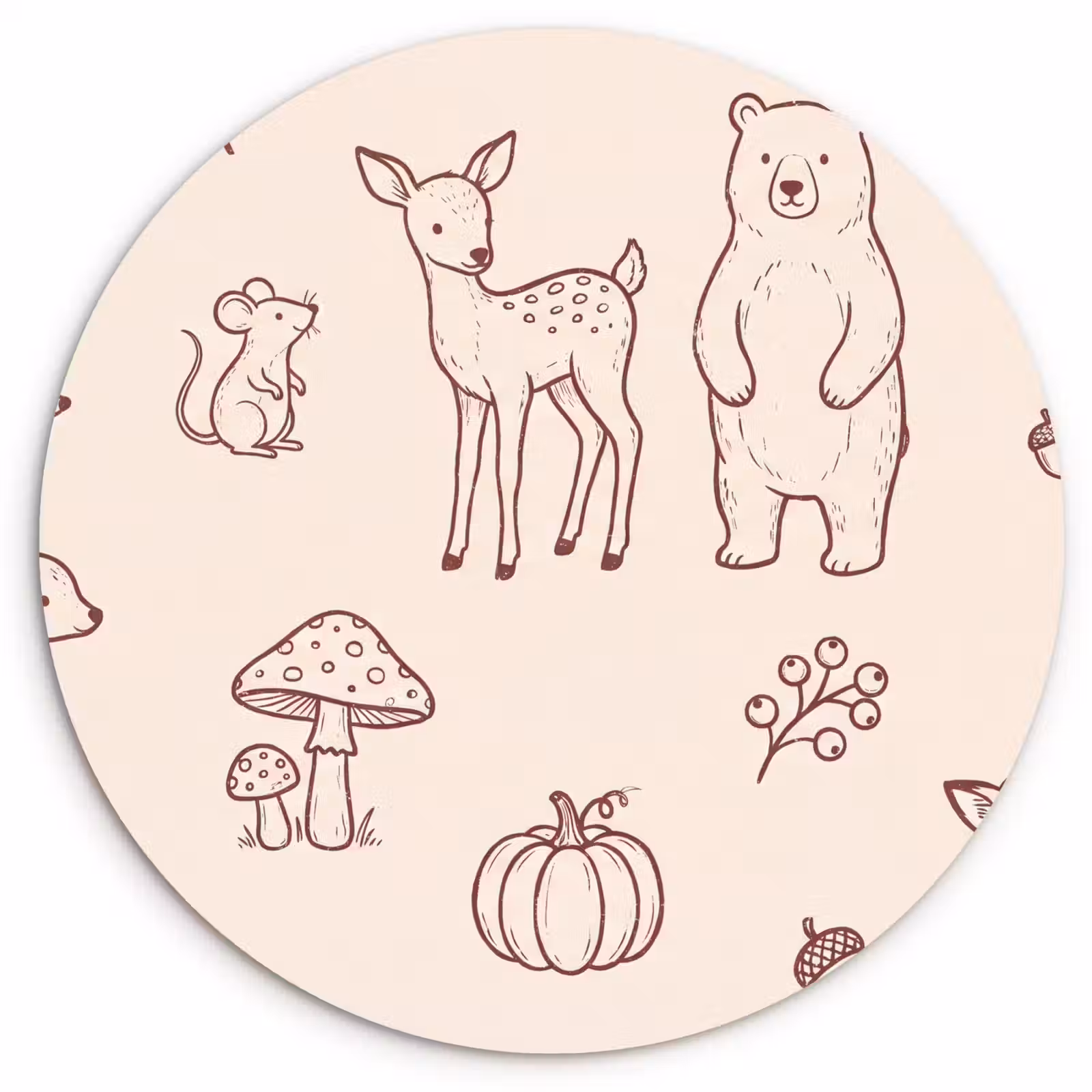 Wall circle - Glass - Animals - Forest - Nature - Sketch - Pattern — 1