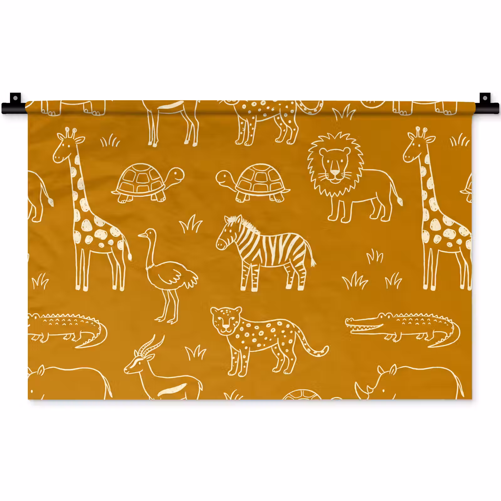 Wall Hanging - Animals - Safari - Pattern - Childlike - Ochre — 1