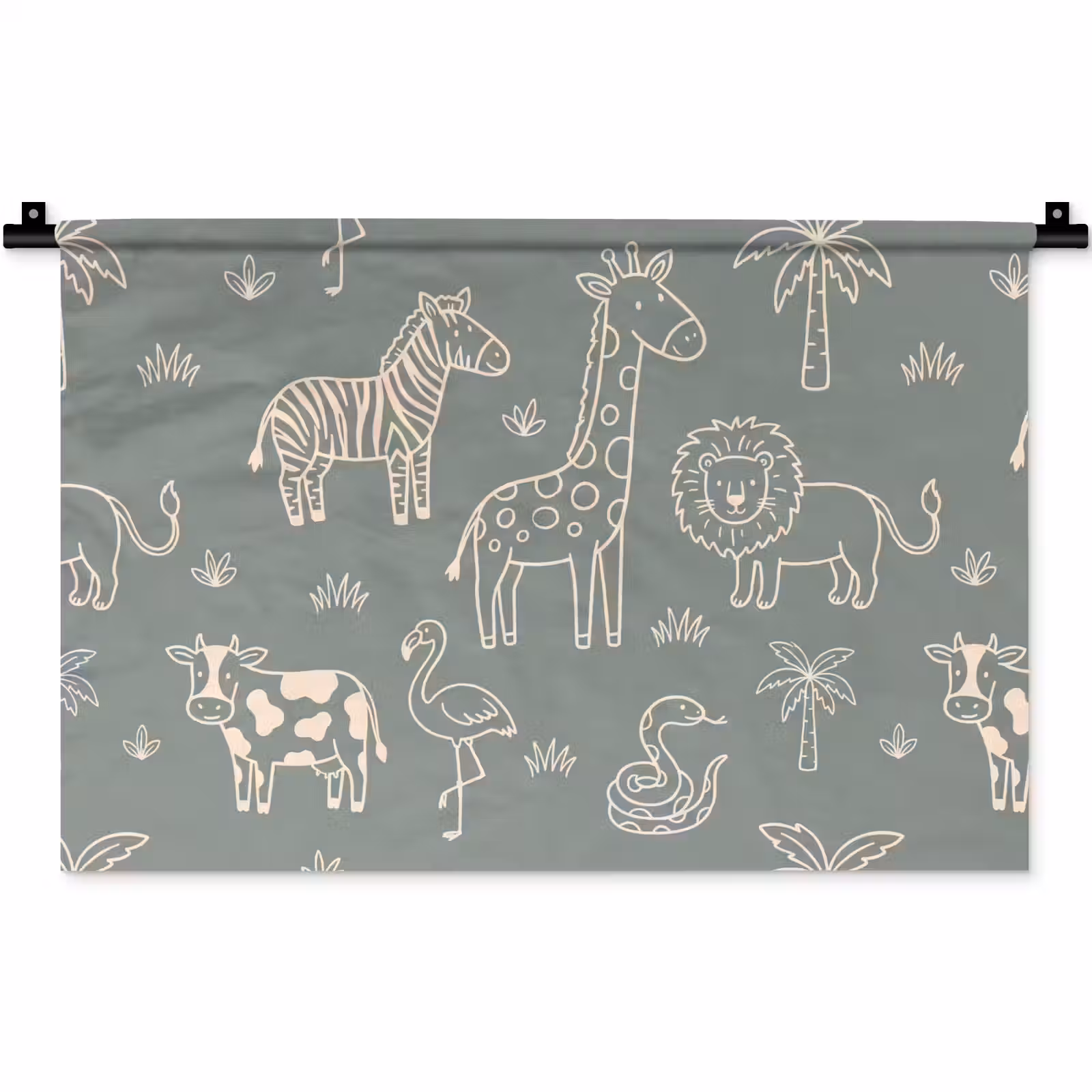 Wall Hanging - Animals - Safari - Pattern - Illustration - Green — 1