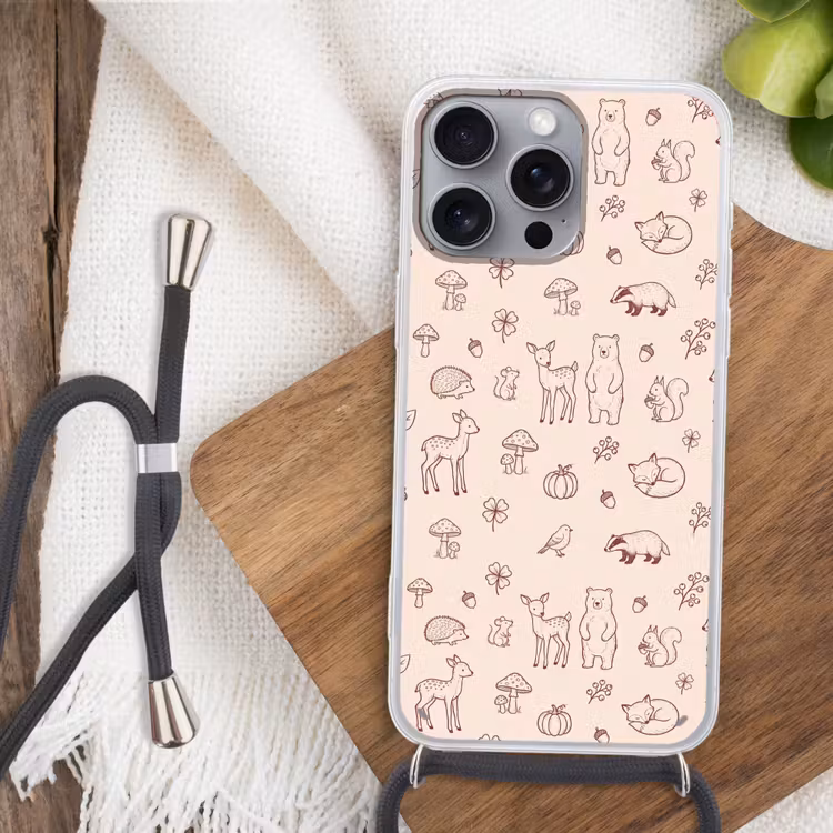 Phone case crossbody - Animals - Forest - Nature - Sketch - Pattern — 3