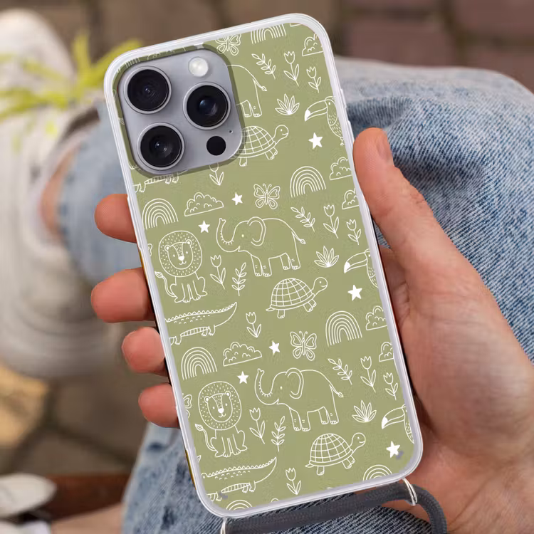 Phone case crossbody - Animals - Pattern - Illustration - Nature - Green — 2