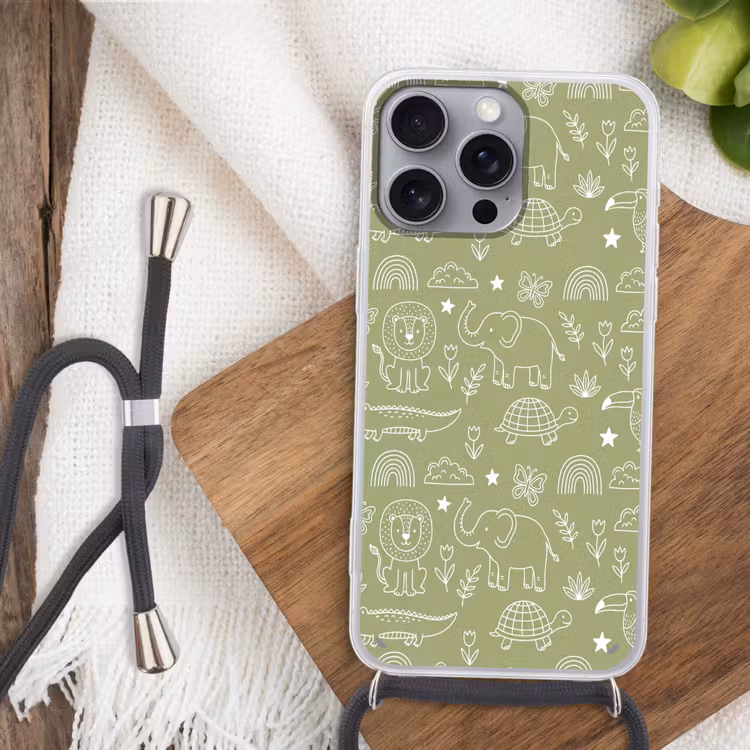 Phone case crossbody - Animals - Pattern - Illustration - Nature - Green — 3
