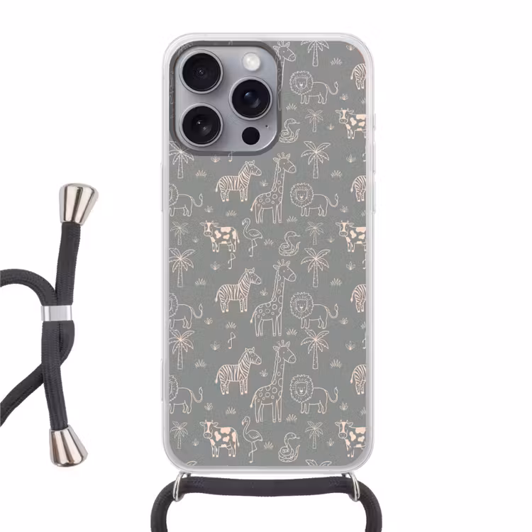 Phone case crossbody - Animals - Safari - Pattern - Illustration - Green — 1