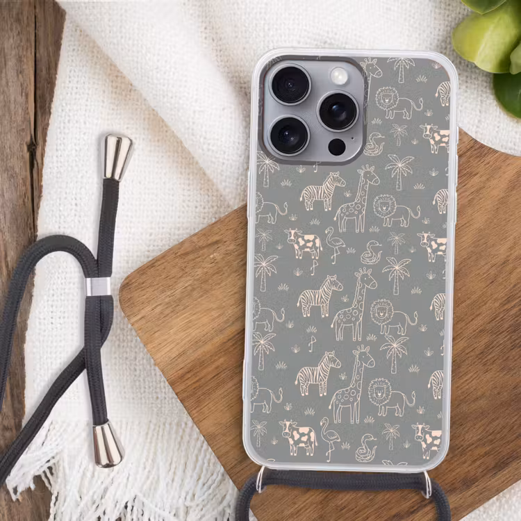 Phone case crossbody - Animals - Safari - Pattern - Illustration - Green — 3