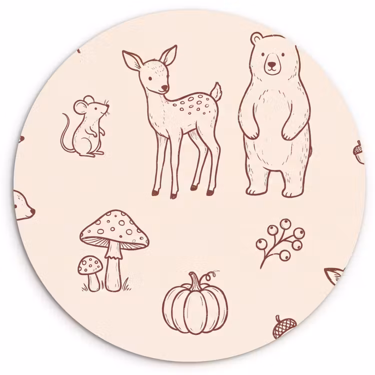 Wall circle - Glass - Animals - Forest - Nature - Sketch - Pattern — 1